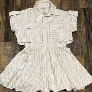 Olivaceous Cream Striped Mini Dress